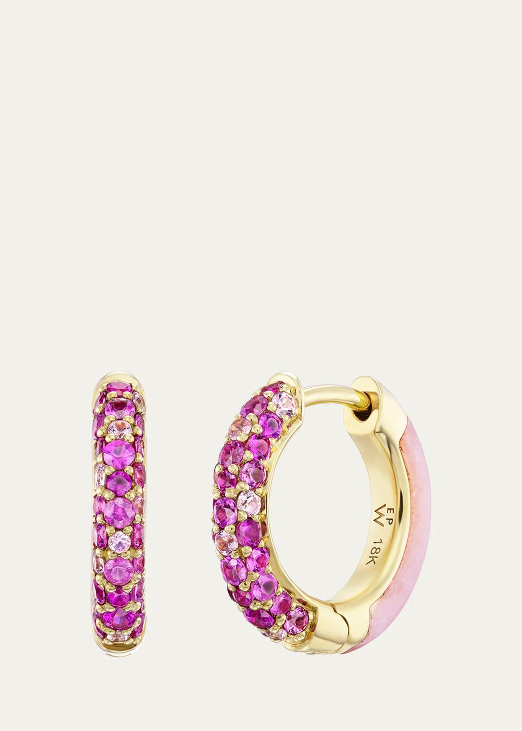 Baby Duet 18K Yellow Gold, Sapphire & Opal Hoop Earrings Baby Duet 18K Yellow Gold, Sapphire & Opal Hoop Earrings
