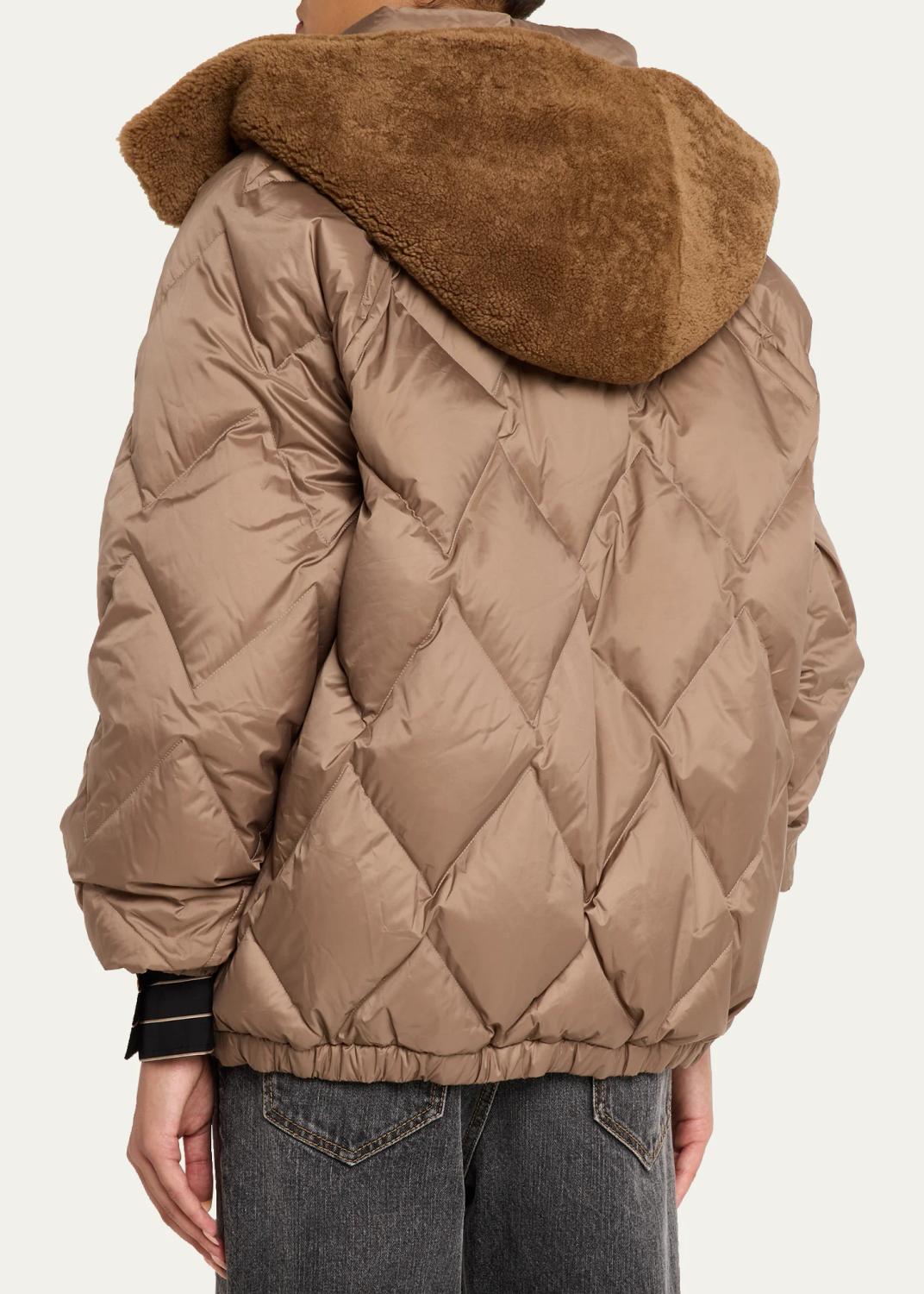 Brunello Cucinelli Superlight Matte Puffer Jacket With Detachable Lamb Shearling Hood | Thumbnail 3 Brunello Cucinelli Superlight Matte Puffer Jacket With Detachable Lamb Shearling Hood | Thumbnail 3