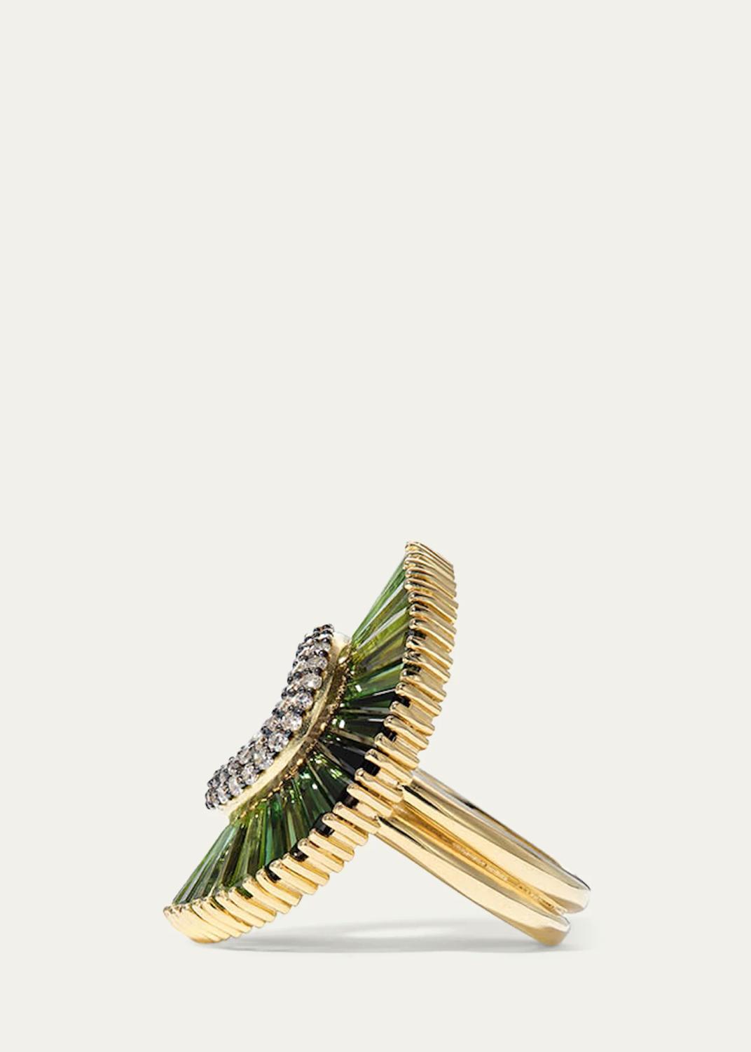 NAK ARMSTRONG 18K Yellow Gold Sensu Pleated Collar Ring with Gemstones | Thumbnail 2 NAK ARMSTRONG 18K Yellow Gold Sensu Pleated Collar Ring with Gemstones | Thumbnail 2
