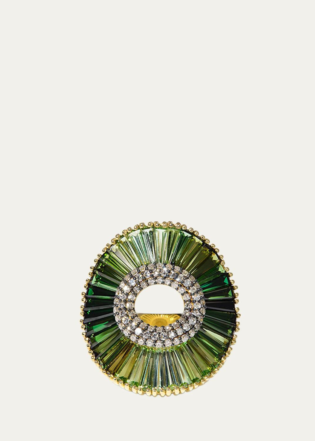 NAK ARMSTRONG 18K Yellow Gold Sensu Pleated Collar Ring with Gemstones