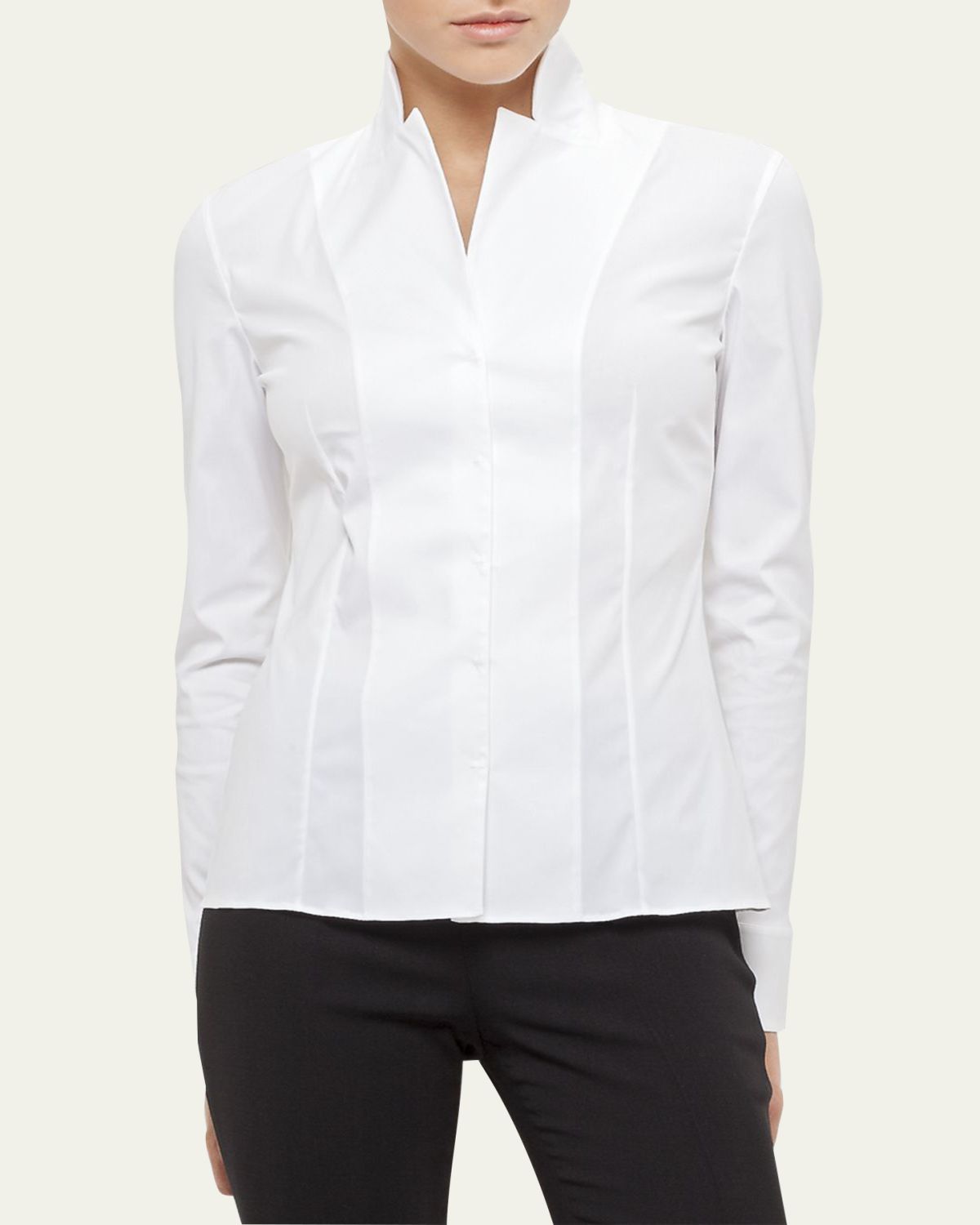Akris Long-Sleeve Notched-Collar Poplin Blouse | Thumbnail 2 Akris Long-Sleeve Notched-Collar Poplin Blouse | Thumbnail 2