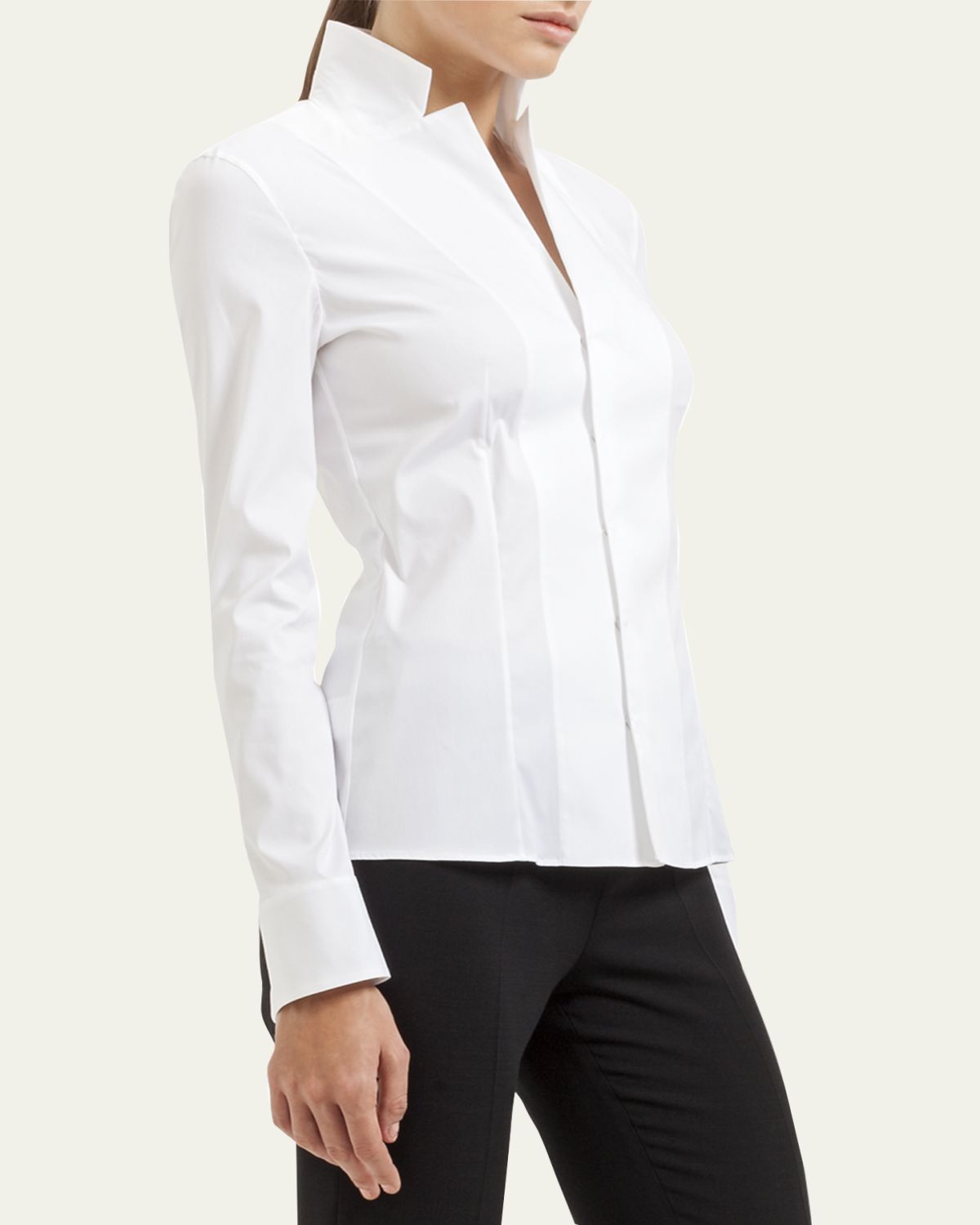 Akris Long-Sleeve Notched-Collar Poplin Blouse | Thumbnail 4 Akris Long-Sleeve Notched-Collar Poplin Blouse | Thumbnail 4