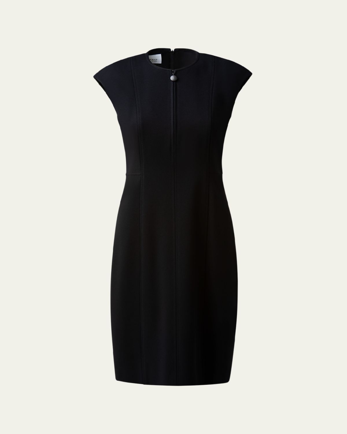 Akris punto Cap-Sleeve Zip-Front Seamed Dress, Black